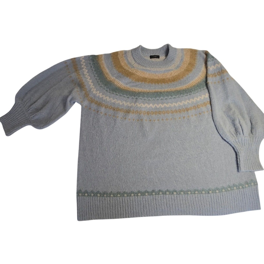 J Crew Fair Isle Alpaca Wool Sweater Womens XL Y2K Oversized Preppy Ski Balloon